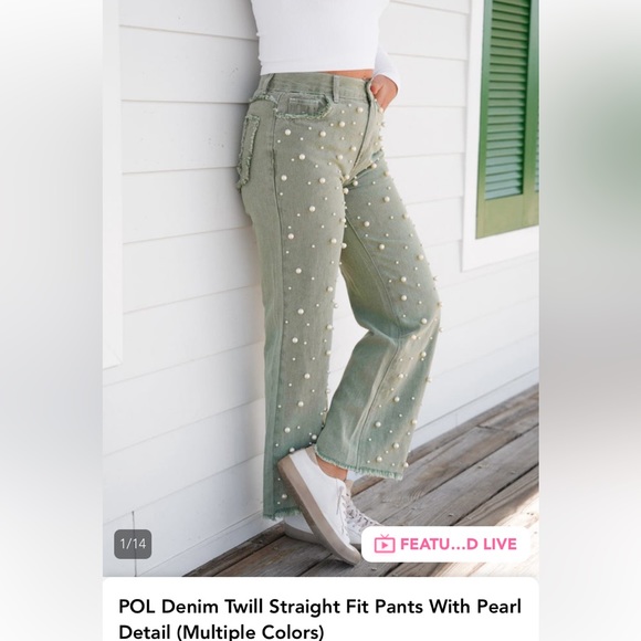 Pol pants POL jeans with faux pearls BRAND NEW in wrap charcoal womens small NEW - Picture 6 of 10